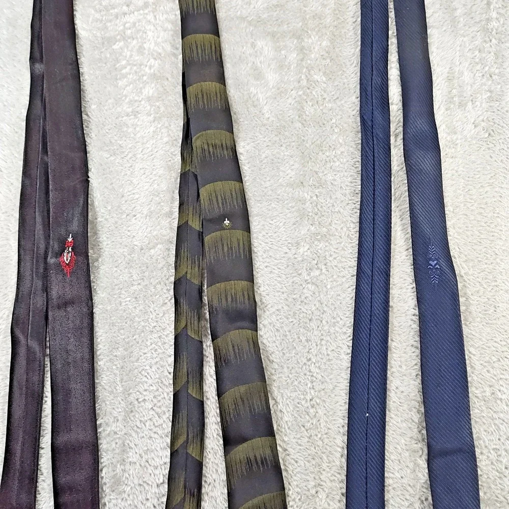 Vintage Skinny Tie Lot Of 3 Mens 50s 60s Rat Pack Mod Rockabilly Mid Century